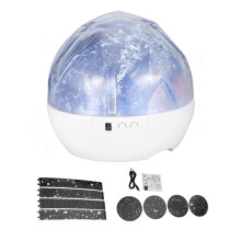 LED Galaxy Night Light Rechargeable Function 360 Degree Rotating Projector Lamp Quiet Sleep Mode Colorful Projection 6 Light Settings USB Powered for