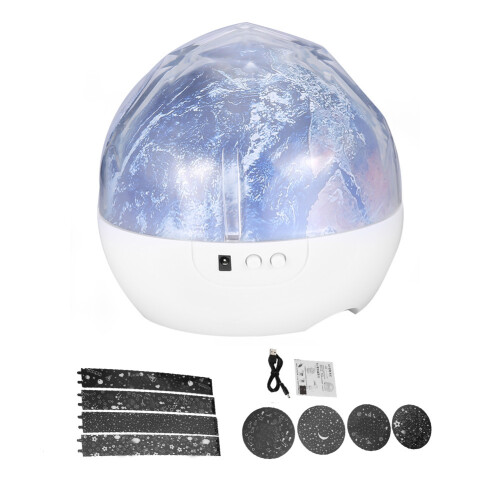 LED Galaxy Night Light Rechargeable Function 360 Degree Rotating Projector Lamp Quiet Sleep Mode Colorful Projection 6 Light Settings USB Powered for