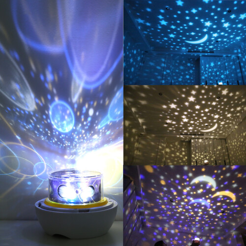 LED Galaxy Night Light Rechargeable Function 360 Degree Rotating Projector Lamp Quiet Sleep Mode Colorful Projection 6 Light Settings USB Powered for 2