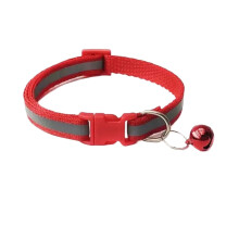 1PC Colours Reflective Breakaway Cat Collar Neck Ring Necklace Bell Pet Products Elastic Adjustable Pet Reflective Collar Red 1932cm
