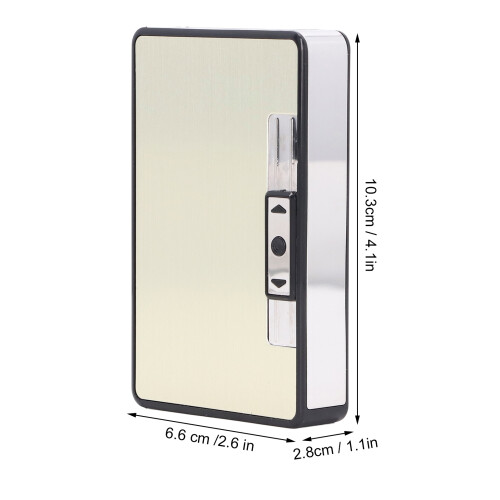 Medium USB Cigarette Case with Lighter, Gold, 150mAh, 10.3x6.6x2.8cm 1