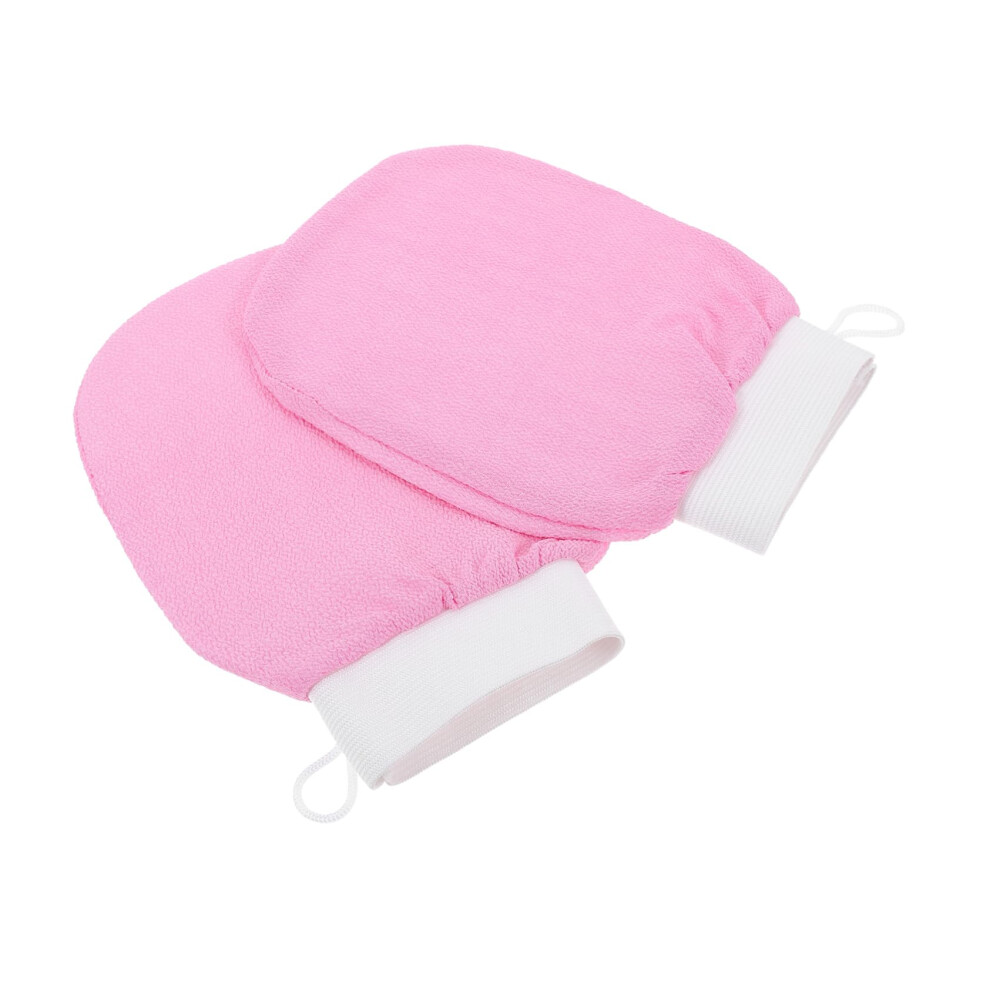 2 pieces exfoliating gloves made of rayon, gentle skincare for bath and spa experiences, pink