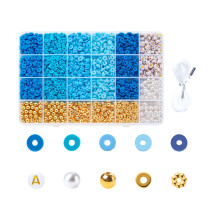 Ensemble de perles en argile pour bricolage, perles-Système bleu
