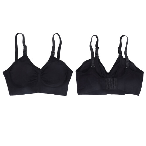 Adjustable Black Breathable Soft Breast Pumping Nursing Bra XL
