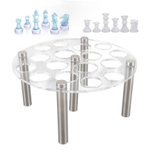 Kit de ajedrez de bricolaje portapiezas redondo de acrílico y aluminio con 1 soporte y 5 patas