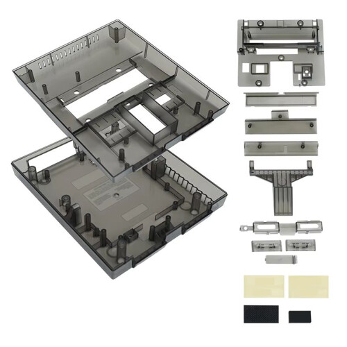 Custodia di Ricambio Trasparente per Console SNES Super NES, Colore Nero Trasparente