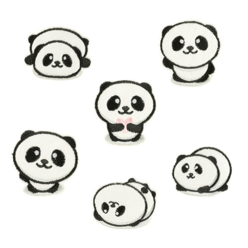 6 pièces Panda fer sur patchs-Six ensembles de combinaisons
