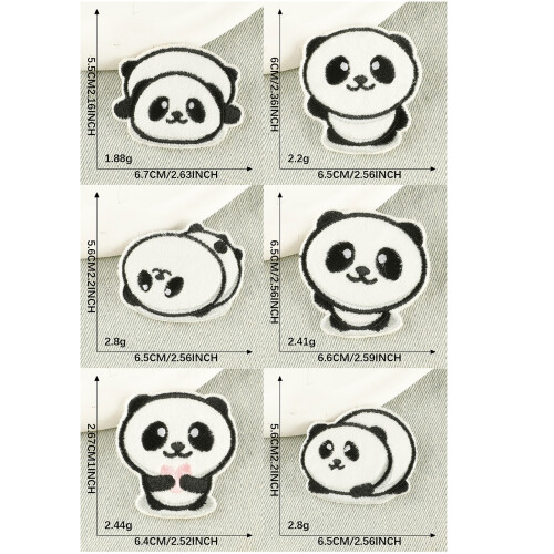 6 pièces Panda fer sur patchs-Six ensembles de combinaisons 2