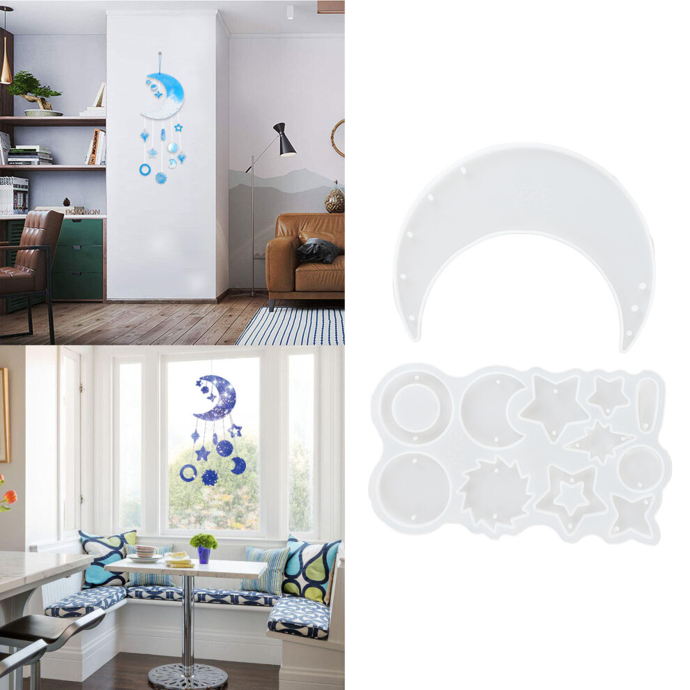 Resin Wind Chimes Silicone Mould, Moon & Star, Diy Epoxy Tool 5021375566064