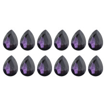 12 Pcs Glues on Rhinestones Teardrop Rhinestones-De ep purple
