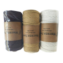 3Pcs Cotton Cord 3mmx100m Cotton Cord Yarn-Brown yellow beige