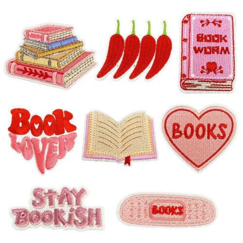 Patchs de réparation Bookish, 8 pièces, jolis patchs brodés à