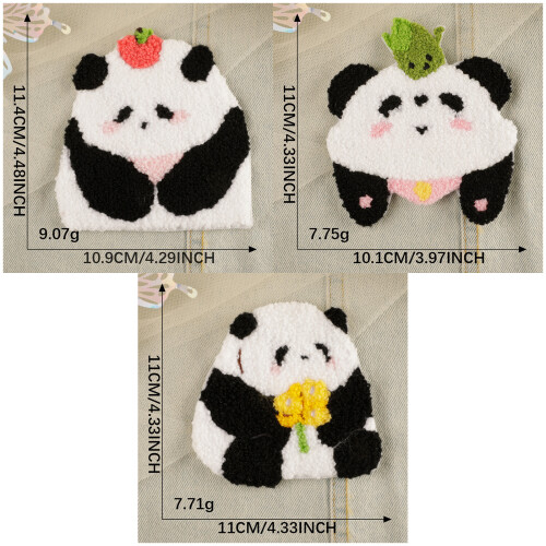 3 pièces Panda fer sur patchs appliqués patchs-3 ensembles 2