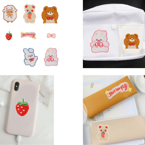 8 pièces patchs appliqués patchs de broderie ours fer sur-Rose 1