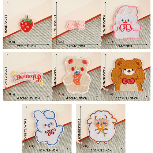 8 pièces patchs appliqués patchs de broderie ours fer sur-Rose 2