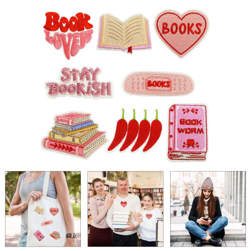 Patchs de réparation Bookish, 8 pièces, jolis patchs brodés à 1