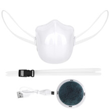 Mascherina igienica riutilizzabile, trasparente, antiappannamento, traspirante, con protezione UV, design aperto e funzione di ricarica USB, ideale