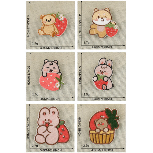 7 pièces patchs appliqués patchs de broderie ours-7 ensembles 2