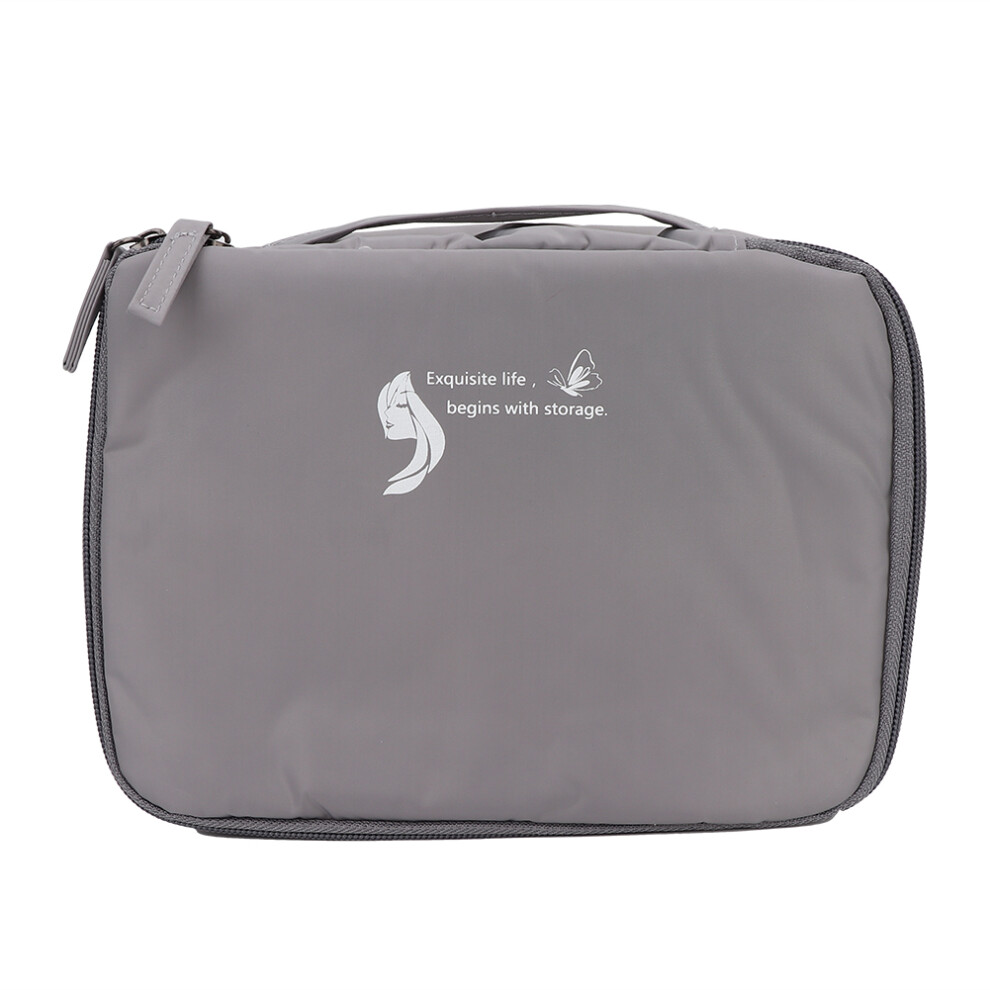 Waterproof Travel Makeup Bag For Women, Hanging Toiletry Organizer With Separate Brushes Compartment And Flexible Velcro Dividers For Customizable