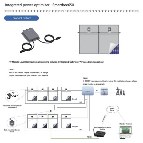 MPPT Solar Module PV Power Optimizer 650W 12V-75V Input PV Power Booster Realtids Solar Module-Level Regulator 2