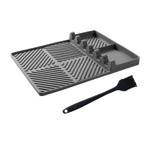 Siliconen Grillmat, Siliconen Bakvormen Gereedschapsmat, Spatelmat voor Buitengrill Aanrecht Grijs