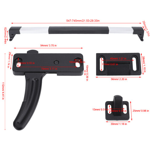 20PCS Black Metal RV Screen Door Latch Kit, Extendable Handle 1