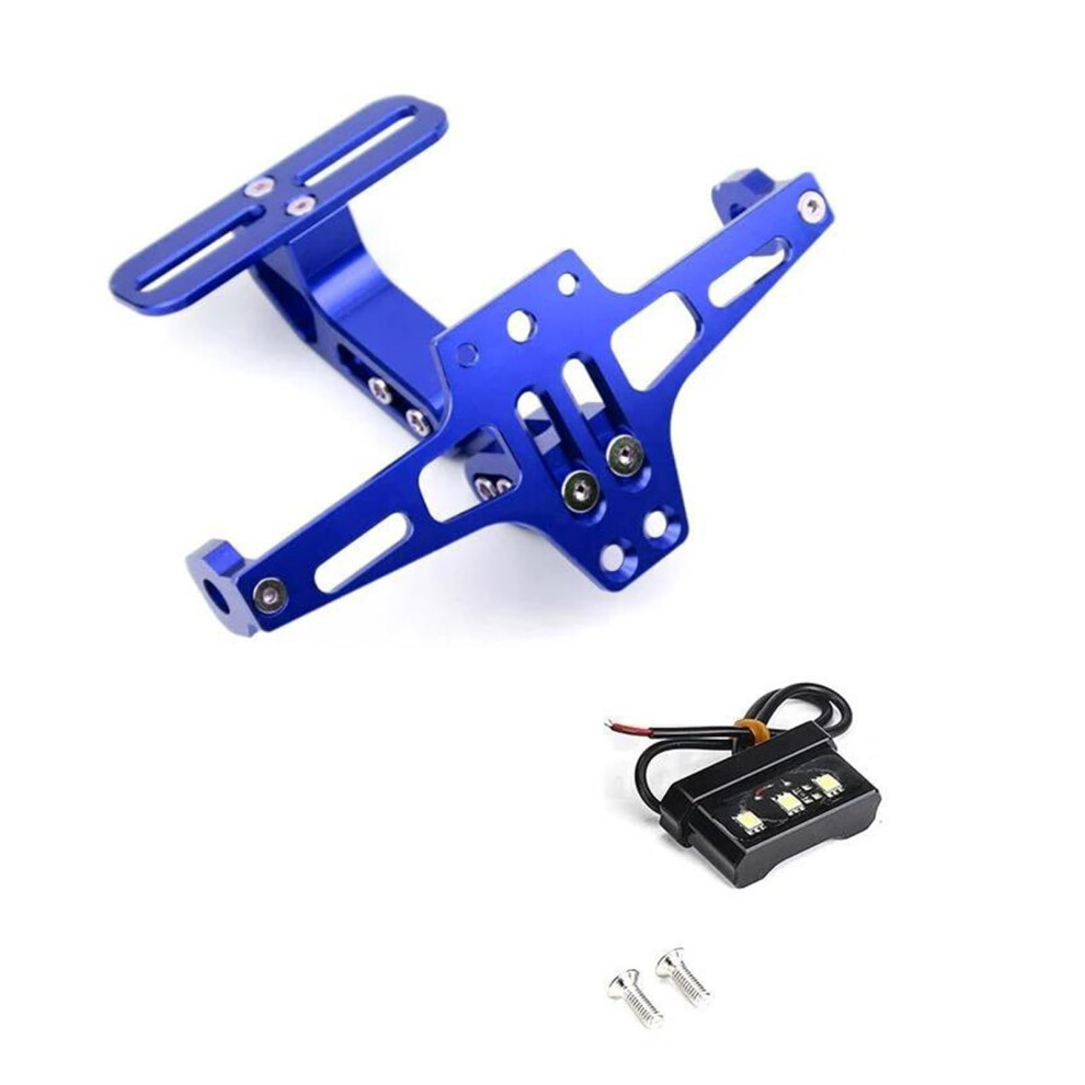Universal Motorcycle License Plate Holder With Led Turn Signals And Adjustable Angle Design Blue 9382693218810
