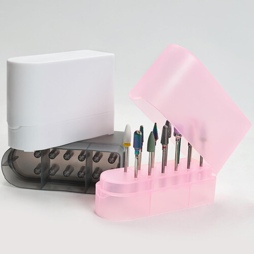 Drill Bit Holder 12Hole Stand Display and Storage Box For Salons Light Grey 1