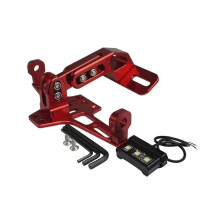Universal Motorcycle License Plate Holder with LED Light, Retractable Aluminum Bracket, Style 1