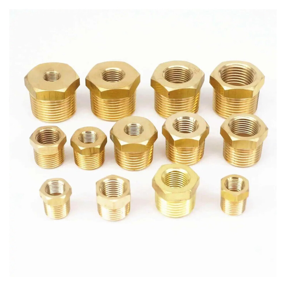 Brass Pipe Fitting 3/8' Npt Male To 1/4' Npt Female Reducer Bushing, Leak 229 Psi 9199774069489
