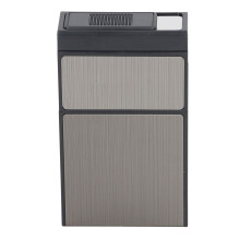 20 Pack USB Rechargeable Brushed Black Cigarette Case with Lighter