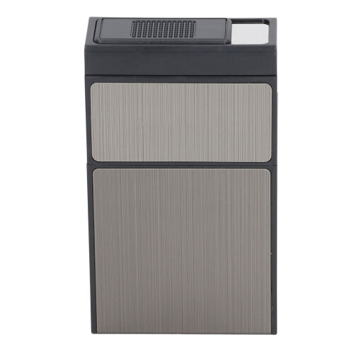 20 Pack USB Rechargeable Brushed Black Cigarette Case with Lighter