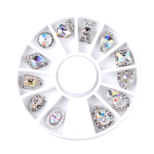 Glass Rhinestones For DIY Craft Decoration And Nail Art, Round Gems With Flat Back Crystal Design Featuring 3D Effect And AB Coating, Reflective Curv