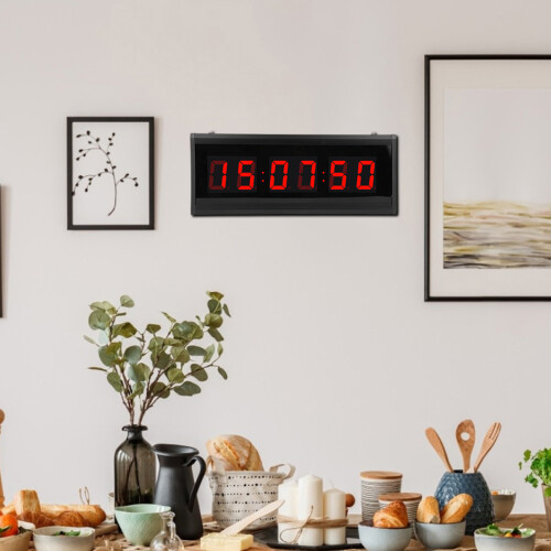 Fitness Timer with Stopwatch and Countdown Timer Functions, Large Display Digital Wall Clock with Remote Control Memory Function for Office Bedroom 1