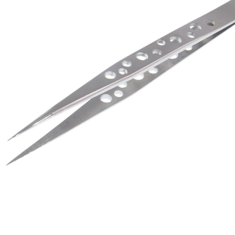 Precision Stainless Steel Tweezers Set with AntiStatic AntiMagnetic Curved Tip for Electronics