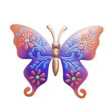 Metalen vlinder wanddecoratie, handgeschilderde meerkleurige ornamenten voor binnen en buiten, weerbestendig metalen tuinornament met realistisch