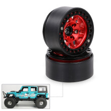 2 Stück Zinklegierung 1,9 Zoll Beadlock-Felge Radnabe für 1/10 RC Crawler Schwarz Rot Gold