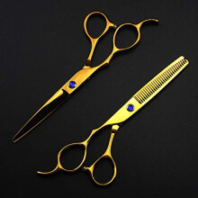 6 Inch Left Handed Hair Cutting Scissors Professional Barber Shears with Ergonomic Curved Grip and RazorEdge Blades