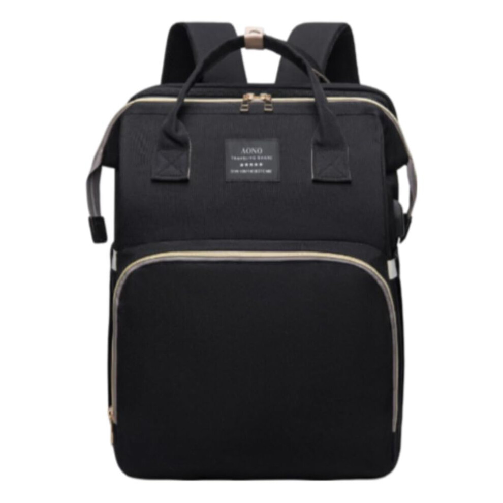 Multifunctional Diaper Bag Backpack Changing Station Insulated Bag For Mom/Dad Boys/Girls Black