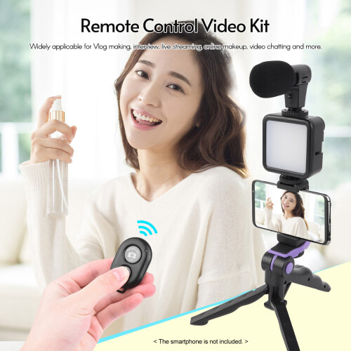 Phone Vlog Kit with LED Light, Tripod, Microphone & Remote 2