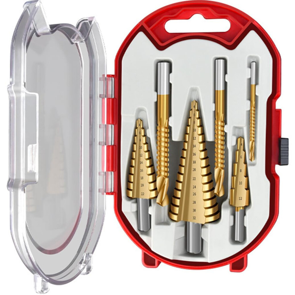 6Pcs Step Drill Bit Set With Hss Titanium Coating, Multisize Bits For Metal Wood Plastic Drilling 9347817509885