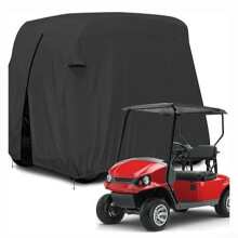 Waterproof Cart Cover 210D Oxford Cloth, UV Protection, Black, 2/4 Seat, Wind Strap, Storage Bag, 285x122x168 Cm