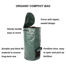 2 Pack Organic Compost Bags 15/34 Gallon Garden Waste Bins, Reusable, Dark Green