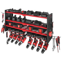 Organiseur Mural - DUOKU - WTR03 - Rangement Ă 4 Niveaux - 8 Supports - Rouge Vif Mat
