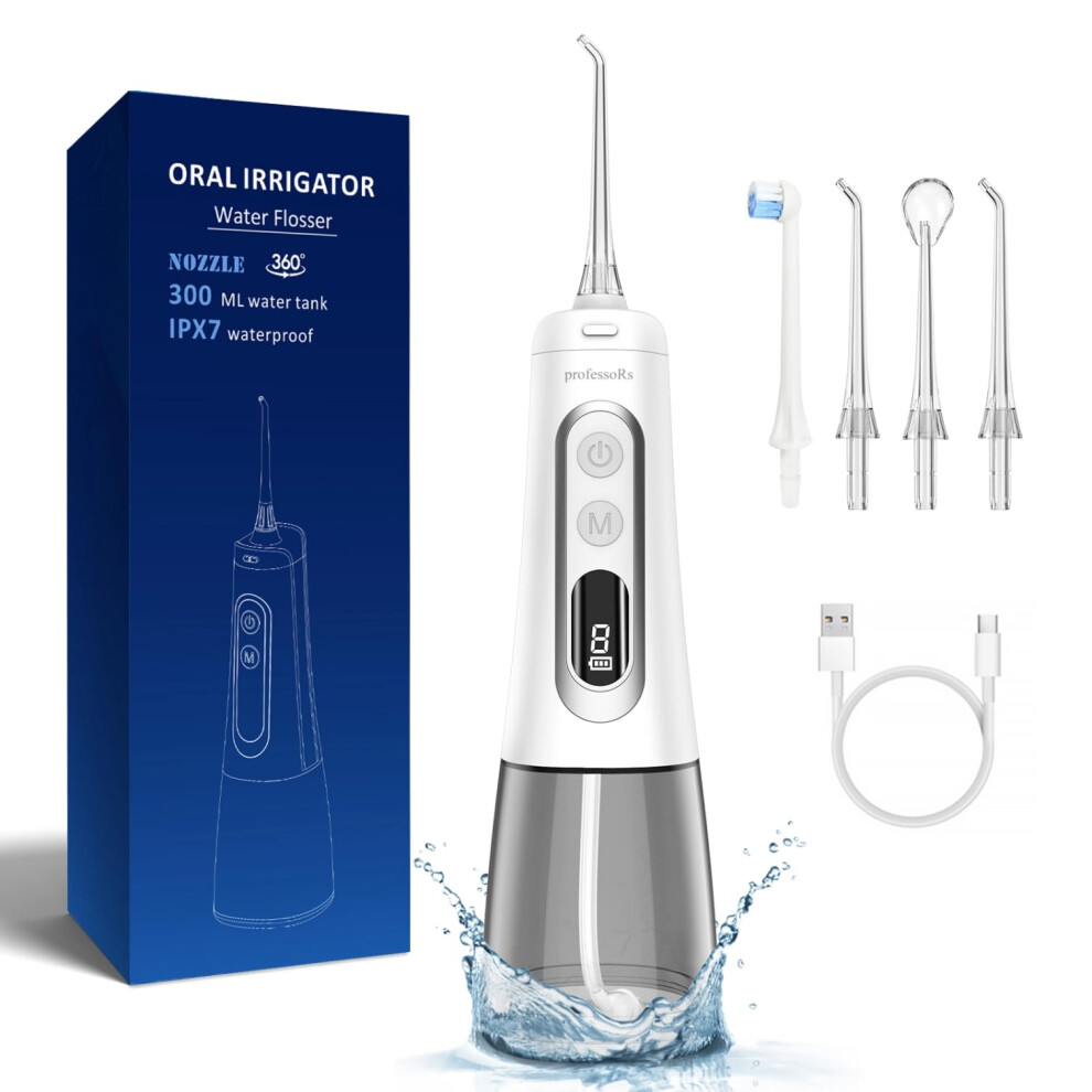 Cordless Water Flosser for Teeth Cleaning with 9 Modes, 300ml Tank, IPX7 Waterproof, Rechargeable