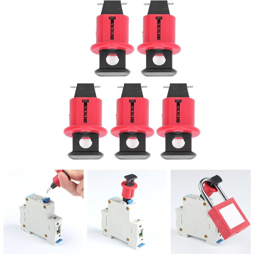 Circuit Breaker Lockout 5 Pack with Shockproof Insulation, Industrial Grade Electrical Lockout Device 1
