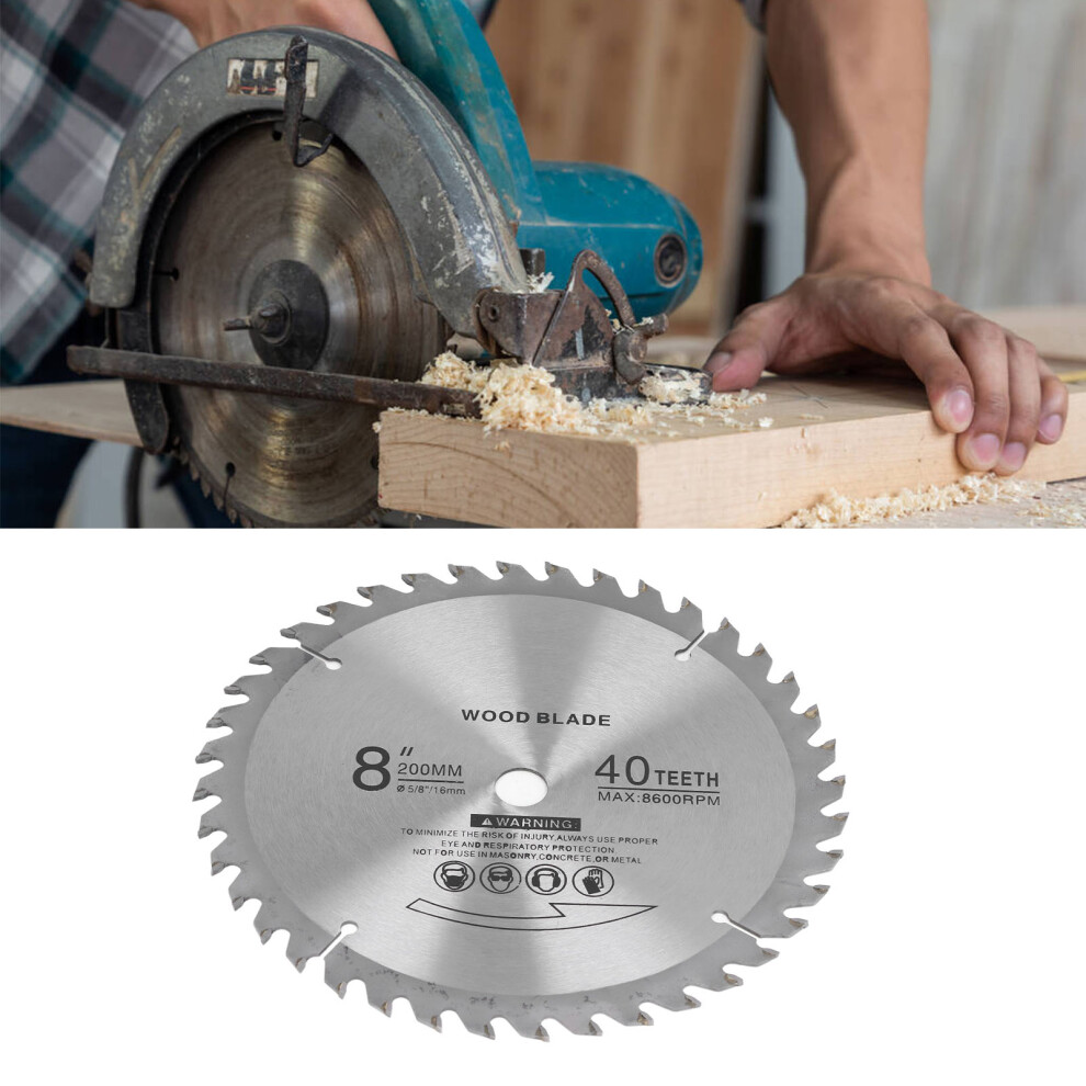 8In Circular Saw Blade 40 Tooth Carbide Cutting Tool For Wood & Metal 3481375598625