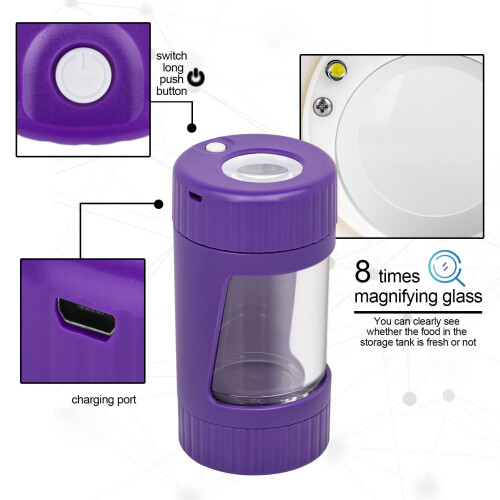 501015 Barattolo di plastica viola da 110 ml con grinder 1