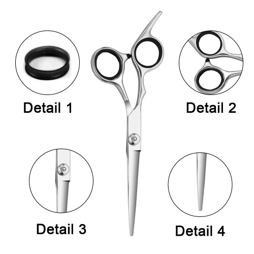Tesoura profissional para corte de cabelo, com lâminas micro-serrilhadas de precisão de 15 cm (6 polegadas) em aço inoxidável, cabo ergonômico 1