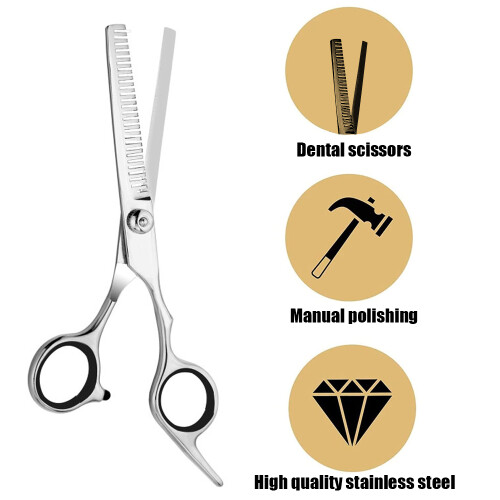 Tesoura profissional para cabeleireiro, com cabo ergonômico, lâminas de aço inoxidável de 15 cm (6 polegadas) com micro-serrilhas de precisão 2